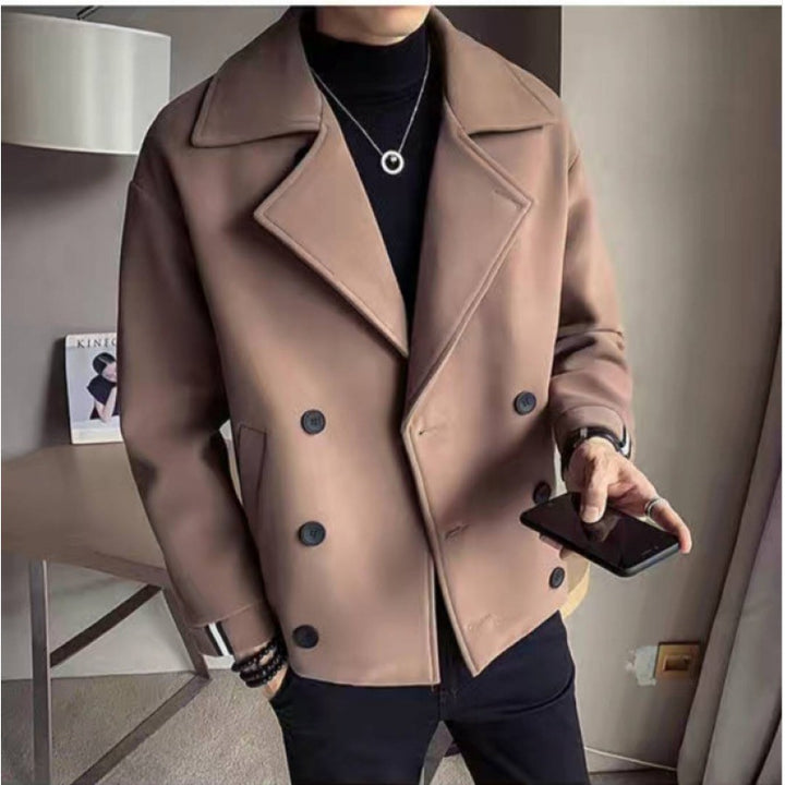 Herren modische Baumwoll-Blazerjacke mit doppelter Knopfleiste Drune
