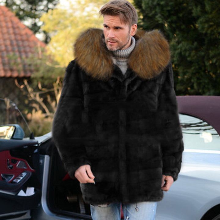 Herren Luxus Kunstfellmantel Drune
