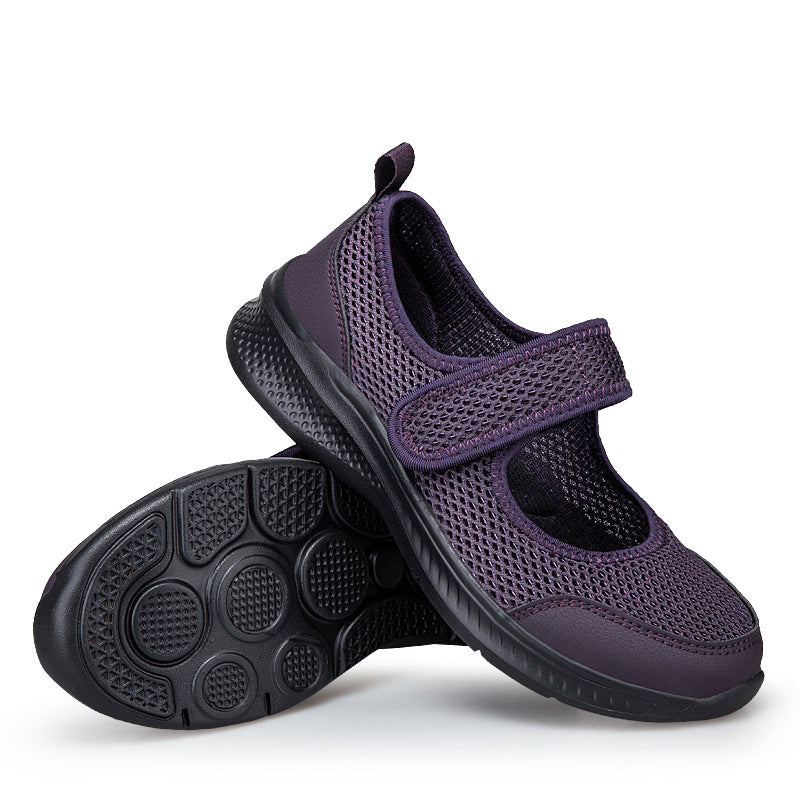 Damen nan Klett-Riemen-Sneaker im Ballerina-Stil mit atmungsaktivem Meshoberteil und flexibler Leichtsohle Drune