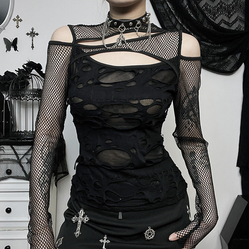 Damen Modisches Oberteil mit transparentem Mesh-Design und raffinierten Cut-Outs Drune