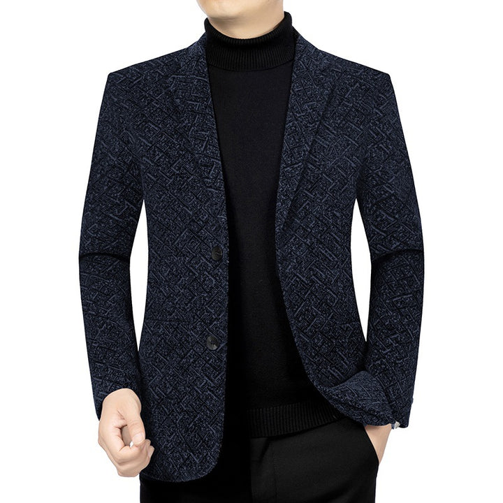 Herren Jacquard-Sakko im City-Stil aus Wollmix, unstrukturiert und halbgefüttert Drune