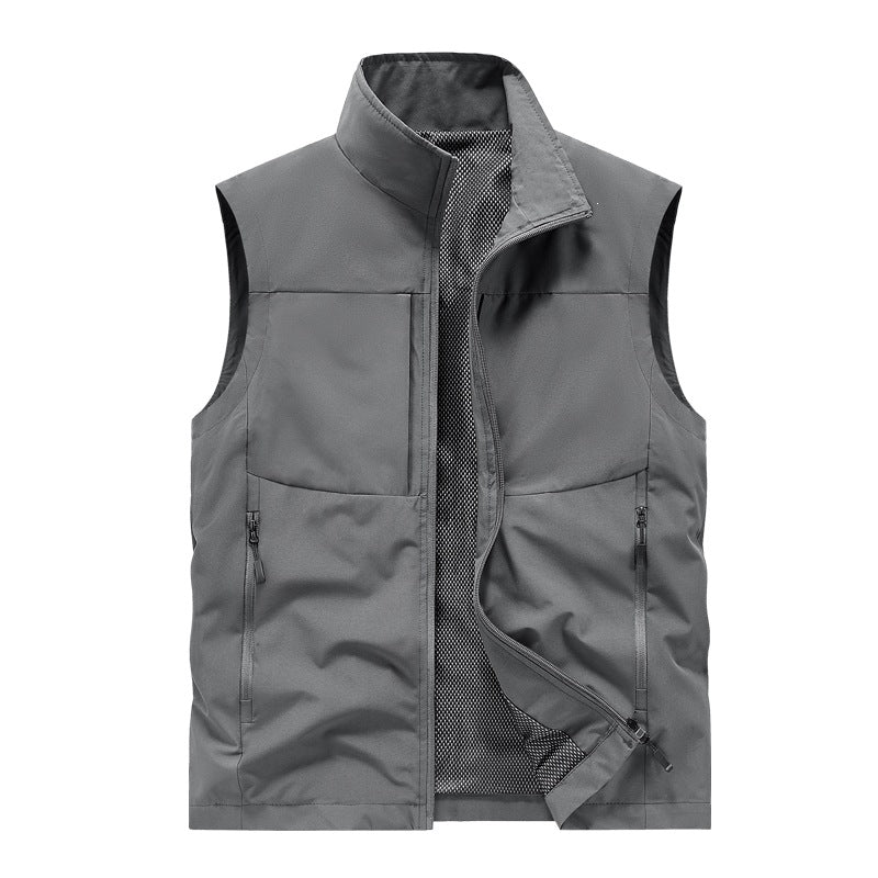 Herren Leichte winddichte Softshell-Steppweste mit Mesh-Innenfutter, Stehkragen & Reißverschlusstaschen Drune