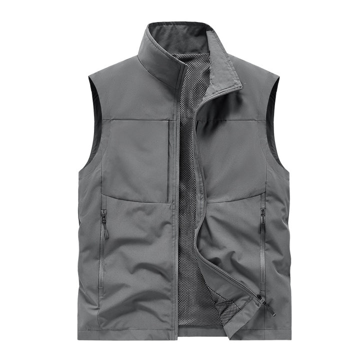 Herren Leichte winddichte Softshell-Steppweste mit Mesh-Innenfutter, Stehkragen & Reißverschlusstaschen Drune
