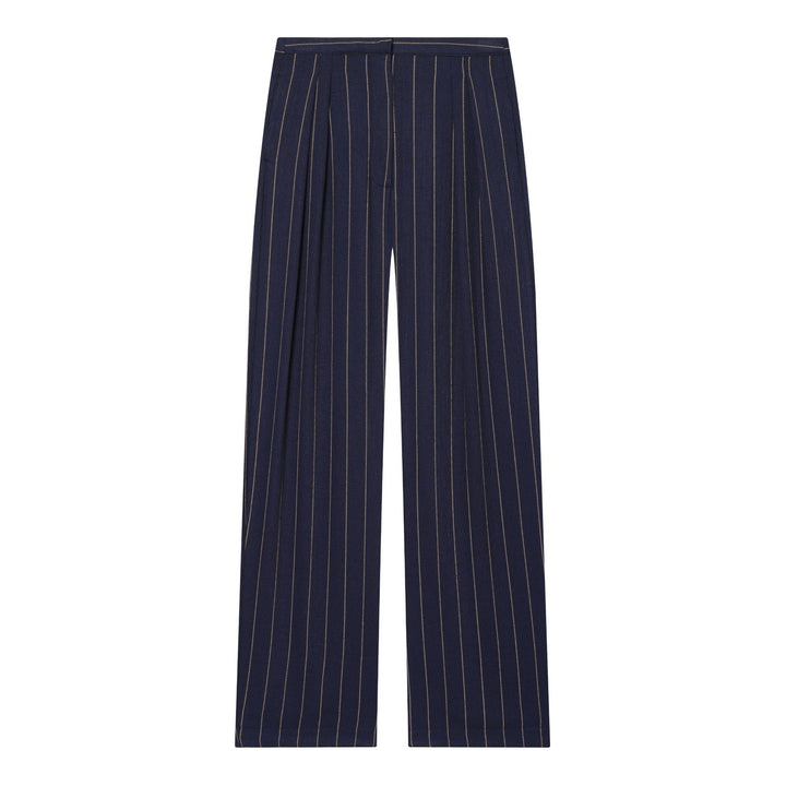 Damen nan weite Palazzohose mit hoher Taille, Bundfalte und feinem Nadelstreifen-Design Drune