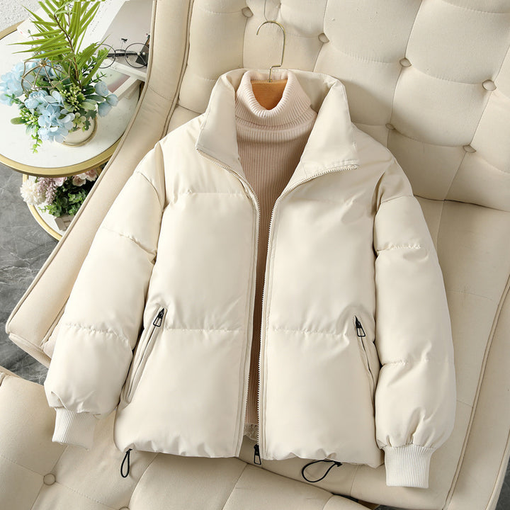 Damen Modische und isolierte Pufferjacke mit festem Kragen und tiefen Taschen Drune