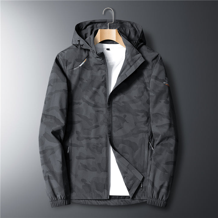 Herren Leichte atmungsaktive Kapuzenjacke im Camouflage-Look mit wasserabweisender Oberfläche Drune