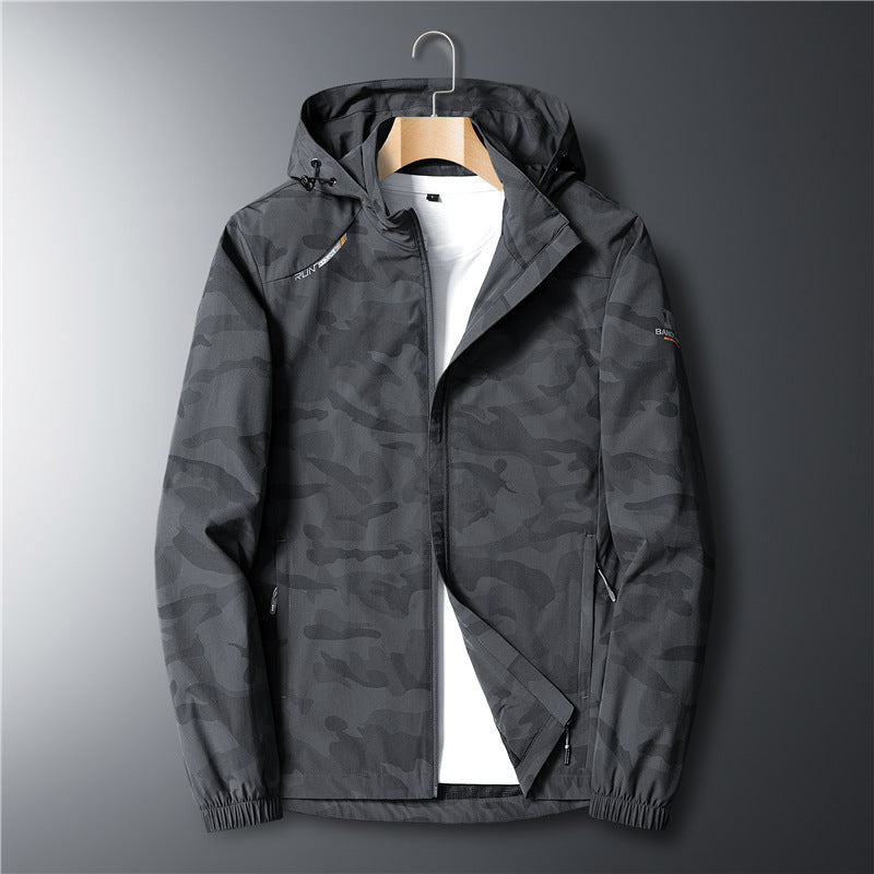 Herren Ultraleichter Softshell-Hoodie mit Tarnmuster, wasserabweisend und atmungsaktivem Meshfutter Drune