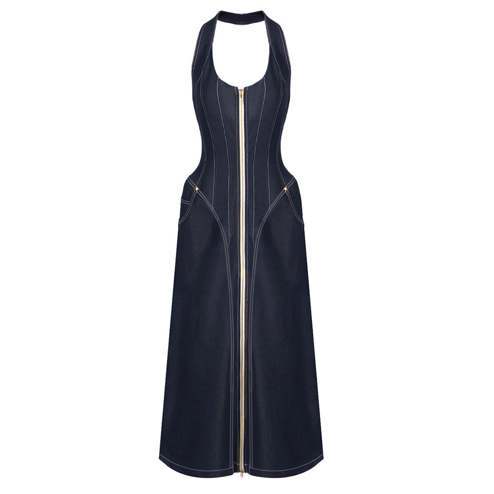 Damen Maxikleid mit Reißverschluss Drune