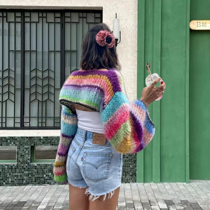 Damen Strickpullover im bunten Design mit weiten Ärmeln Drune
