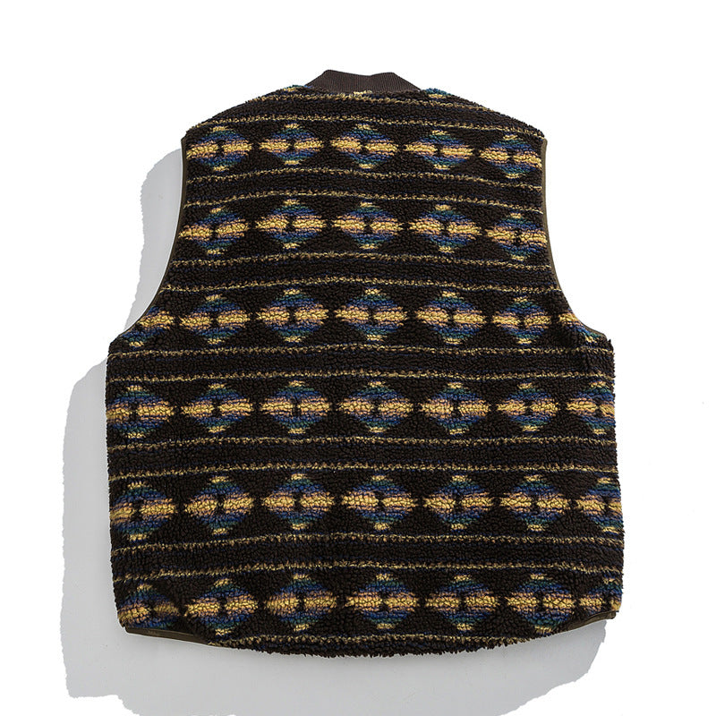 Unisex Wendbare gesteppte Weste mit Jacquard‑Fleece und aufgesetzten Taschen Drune