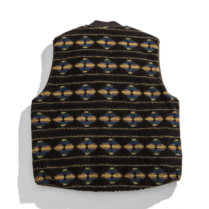 Unisex Wendbare gesteppte Weste mit Jacquard‑Fleece und aufgesetzten Taschen Drune