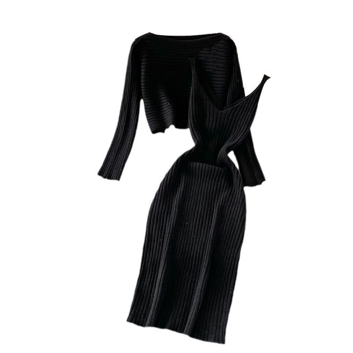 Damen Modisches Strickkleid- und Oberteil-Set Drune