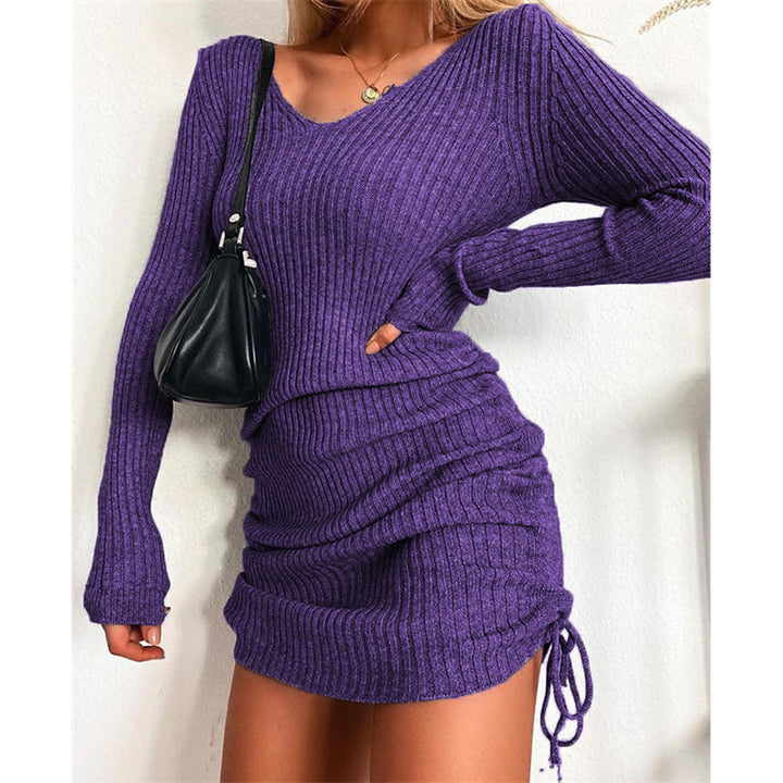 Damen Strickkleid mit figurbetontem Schnitt und Raffungen Drune