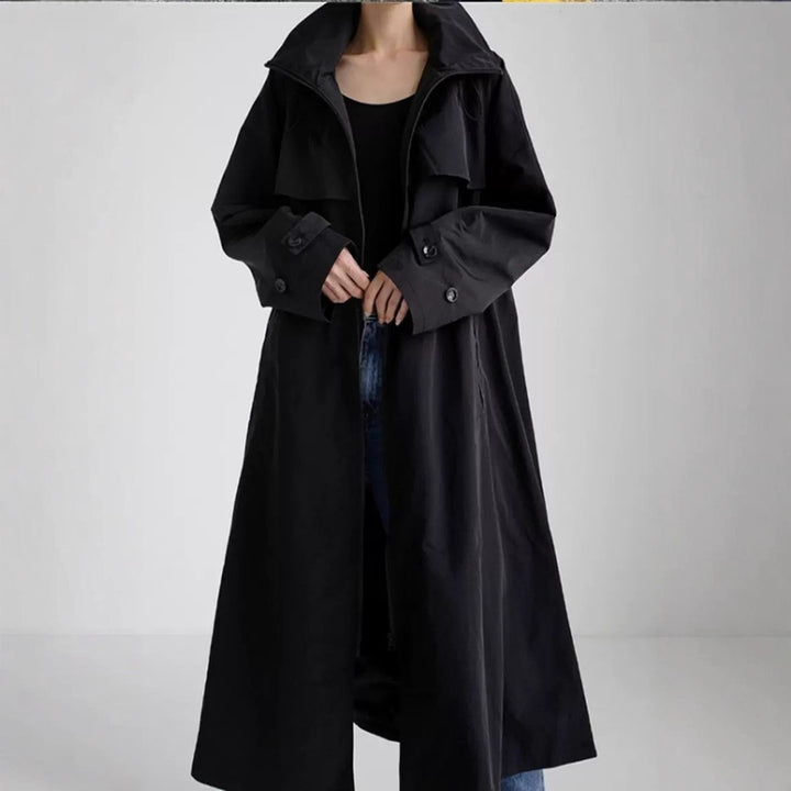 Damen Oversize-Mantel im Maxi-Look mit Kapuze und Cape‑Passe Drune