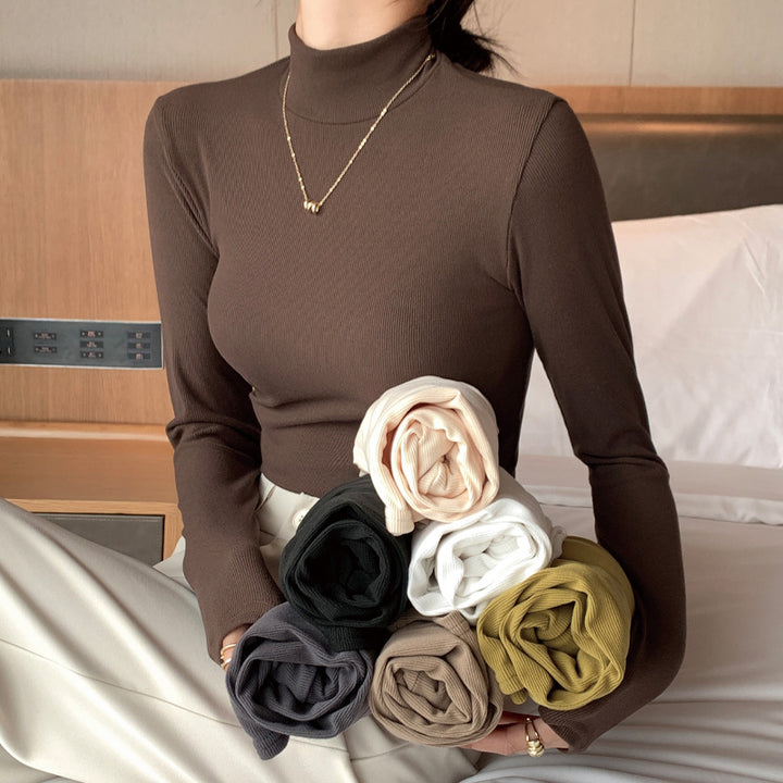 Damen Elegantes und figurbetontes Langarm-Rollkragenoberteil Drune