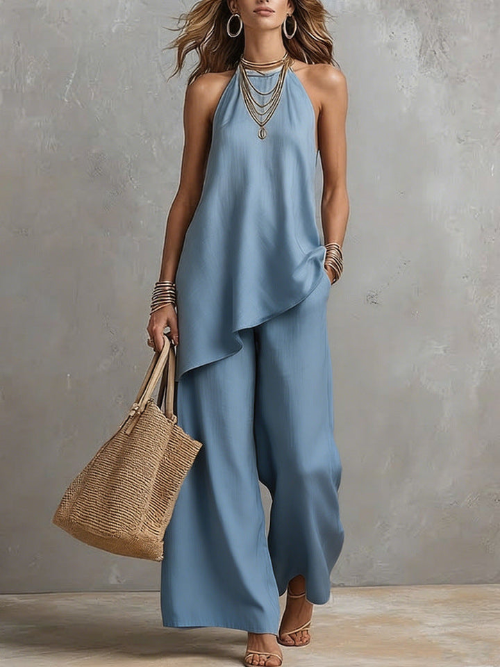 Damen luftiger Jumpsuit mit asymmetrischem Schnitt Drune