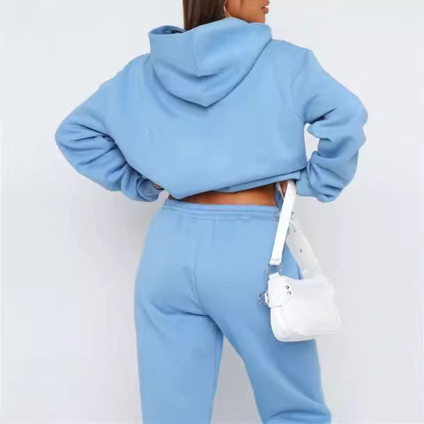 Damen nan oversized Kapuzen-Loungewear-Set mit Kängurutasche und elastischem Knöchelabschluss Drune