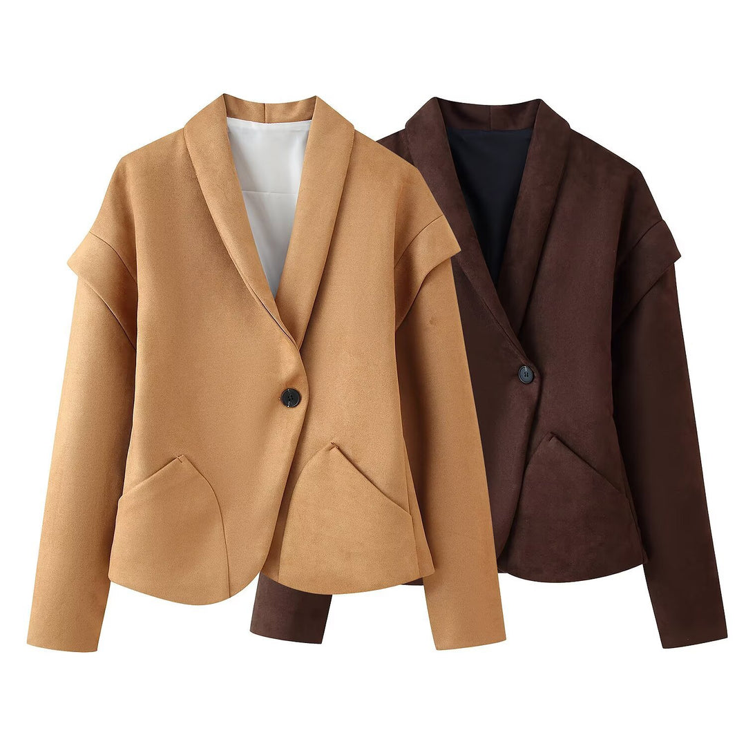 Damen elegante Blazerjacke mit praktischen Taschen und modernem Schnitt Drune