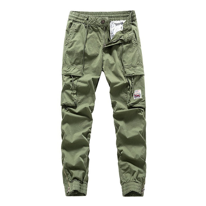 Herren Cargo-Jogger mit Zip-Knöchel, elastischem Bund, Multifach-Utility-Taschen und Vintage-Patch Drune