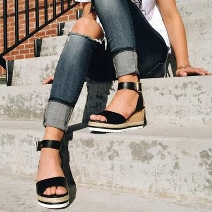 Damen Wedge-Sandaletten mit elegantem Kork-Design und verstellbarem Riemen Drune