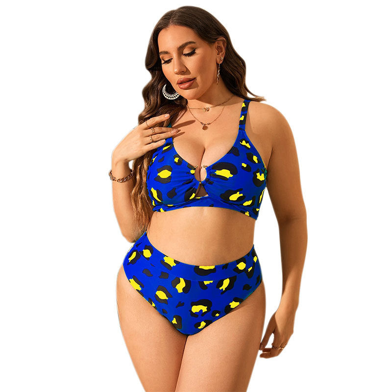 Damen Hochtaillierter Bikini mit kreativem Leopardenmuster Drune