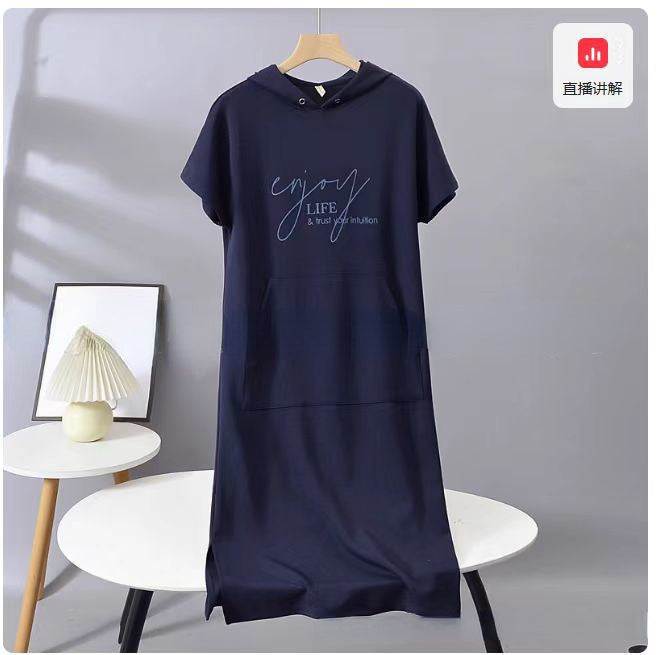 Damen Kapuzenkleid mit lässigem Schnitt und praktischen Taschen Drune