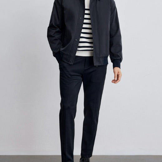 Herren klassische Harringtonjacke mit Rippsaum und verdecktem Reißverschluss Drune