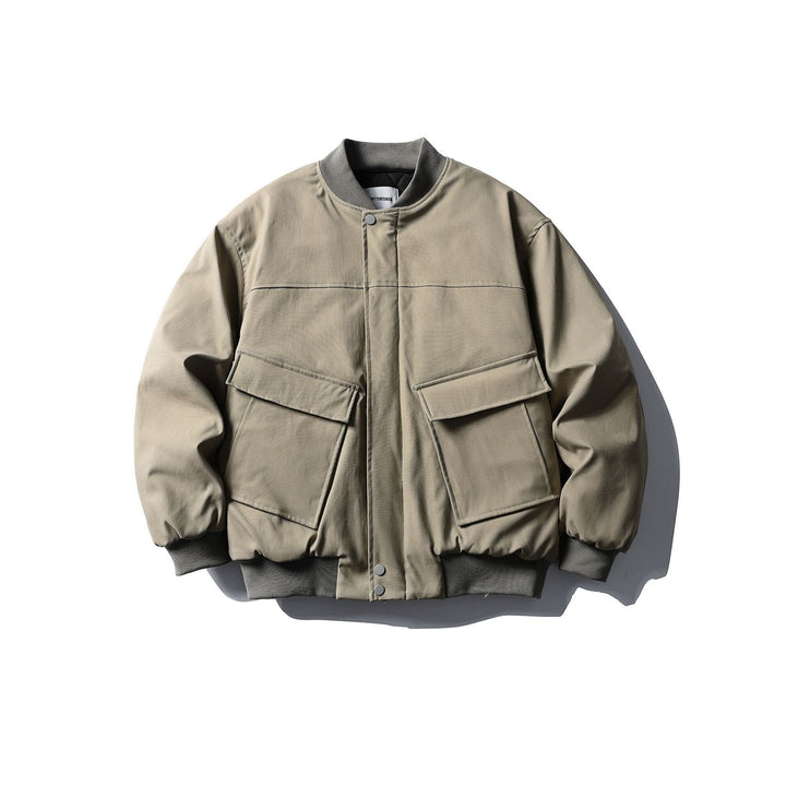 Unisex Kurzboxy wattierte Bomberjacke im Utility‑Look mit Rippenkragen Drune