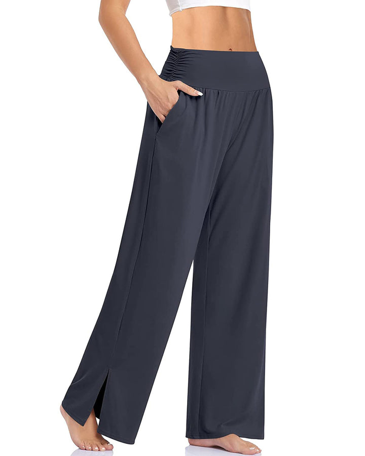 Damen weit geschnittene Freizeithose mit praktischen Taschen und elastischem Bund Drune