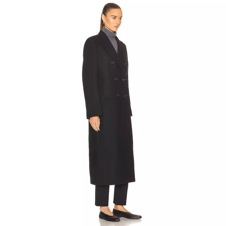 Damen Maxilanger Zweireihiger Wollmix-Longcoat mit maßgeschneidertem Finish Drune