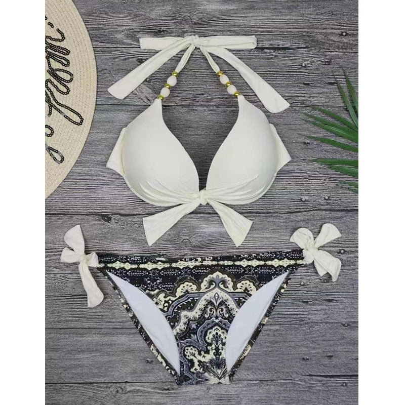 Damen Triangel-Bikini mit elegantem Bindeband und extravagantem Muster Drune