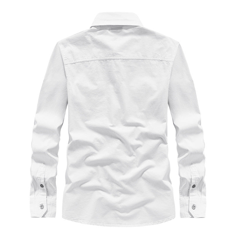 Herren Military‑Fieldhemd mit Aufnähern, Brustpattentaschen und Schulterepauletten Drune