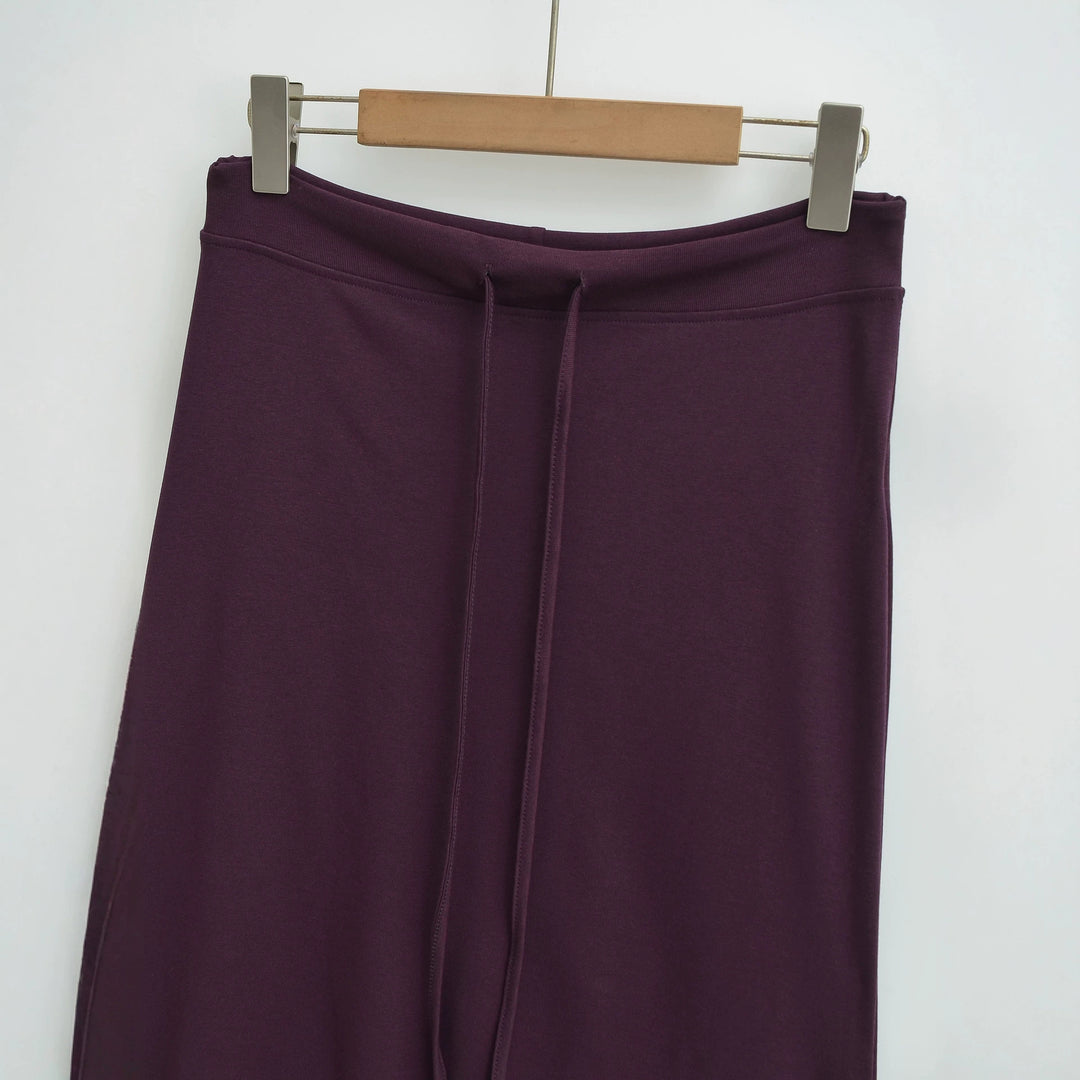 Damen Jersey-Midirock mit hohem Bund, Tunnelzug und A-Linien-Schnitt Drune