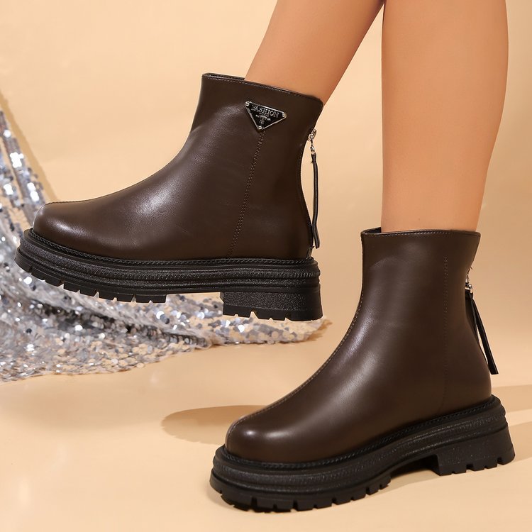 Damen Stiefeletten mit robustem Gummiprofil und modischem Reißverschluss Drune