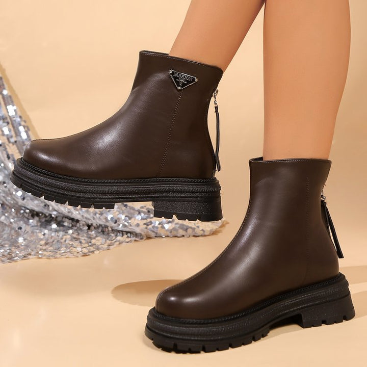 Damen Stiefeletten mit robustem Gummiprofil und modischem Reißverschluss Drune