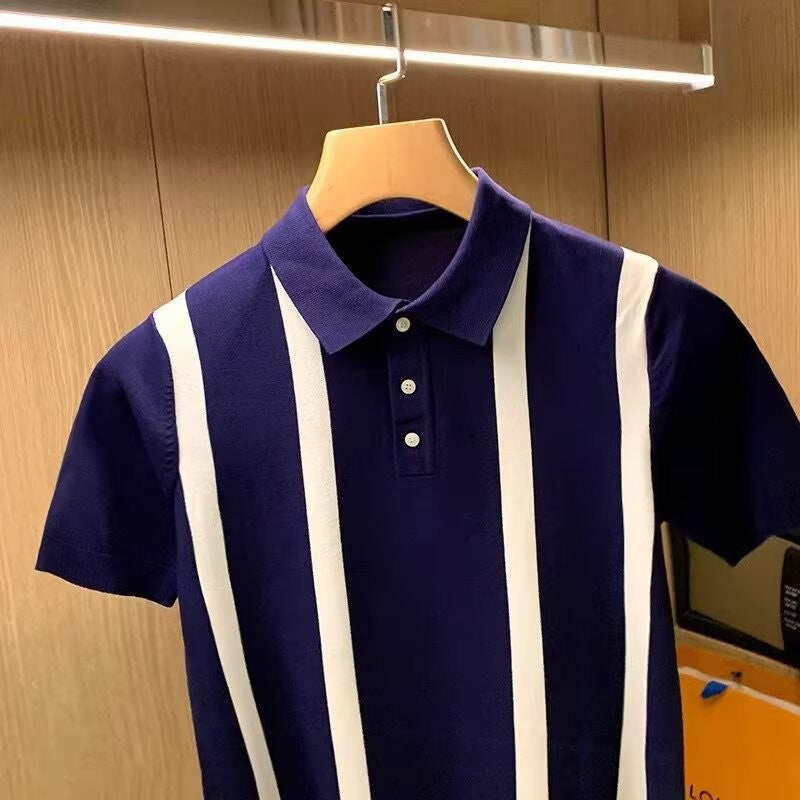 Herren Modisches Poloshirt mit Streifen Drune