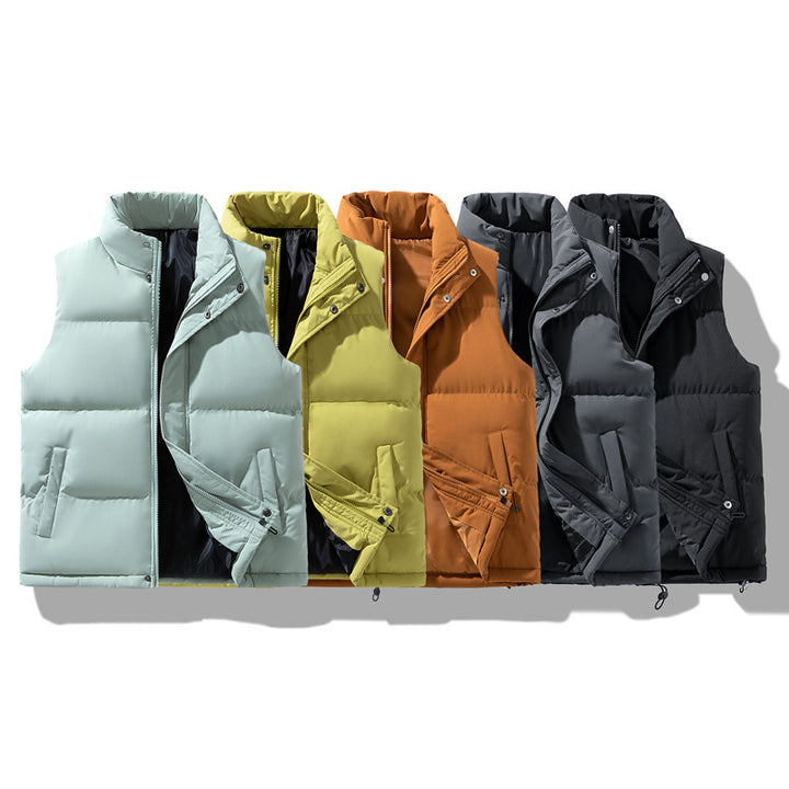 Herren Isolierende Outdoor-Steppweste mit hohem Kragen, 2‑Wege‑Reißverschluss & verdeckten Eingrifftaschen Drune