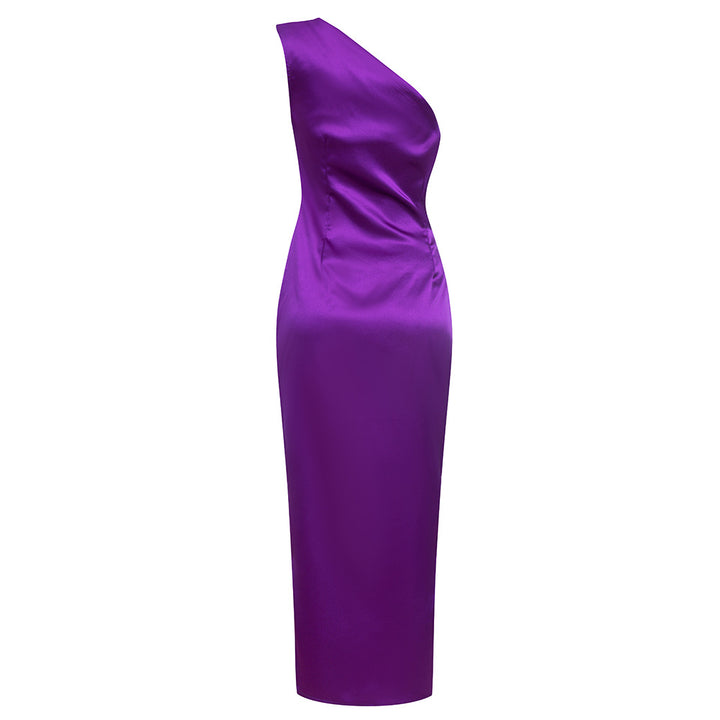 Damen Elegantes Abendkleid mit einseitigem Träger und geschlitztem Saum Drune