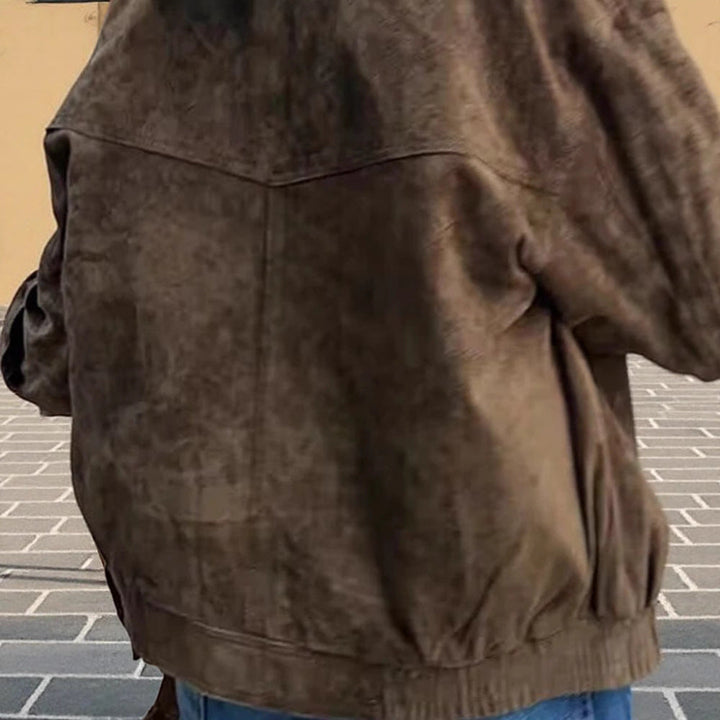Damen modische Wildlederjacke mit Oversized-Schnitt Drune