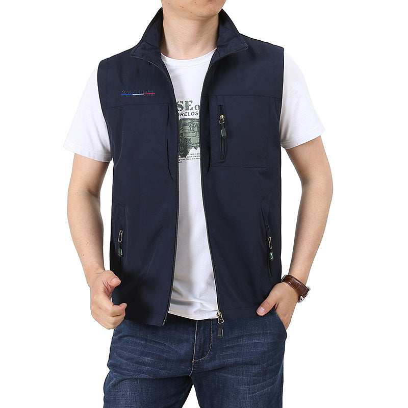 Herren Softshell-Utility-Weste mit Stehkragen und Multifachtaschen Drune