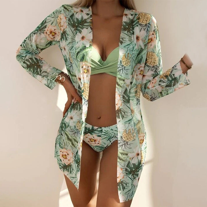 Damen Triangel-Bikini-Set mit raffiniertem Bustier-Oberteil und hochgeschnittenem Slip Drune