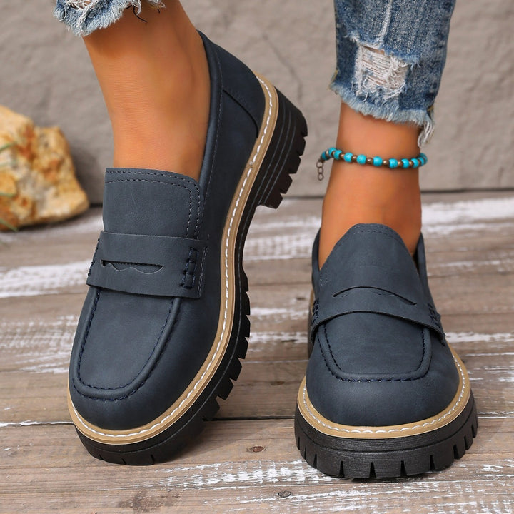 Damen Chunky-Loafer mit profilierter Gummilaufsohle und klassischem Penny-Riemen Drune
