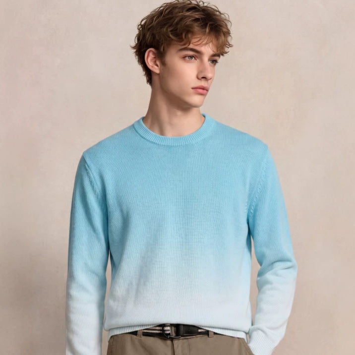 Herren Feinstrick-Pullover mit Dip-Dye-Effekt und Rundhalsausschnitt Drune
