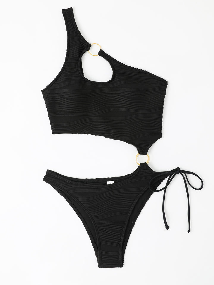 Damen Einseitiger Badeanzug mit Ringdetails Drune