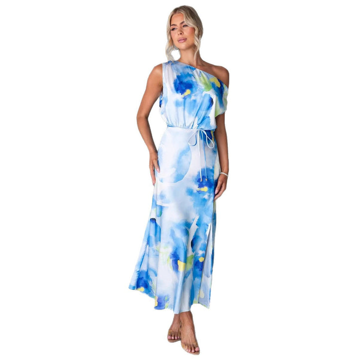 Damen Maxikleid mit asymmetrischem Design und fließendem Stoff Drune