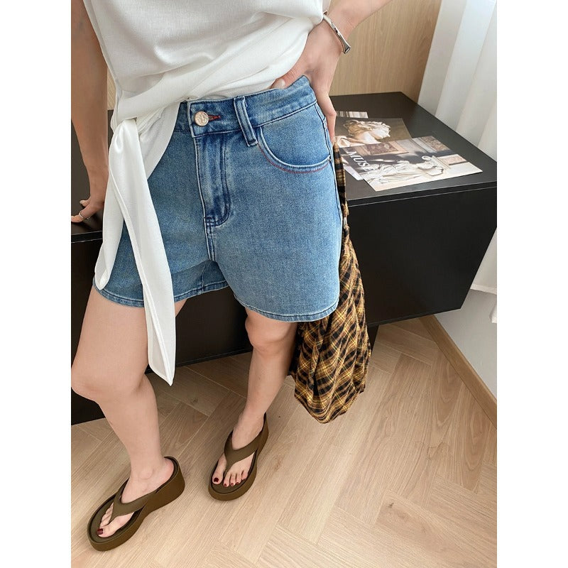 Damen hochwertige Jeansshorts im modernen Schnitt mit hohem Bund Drune