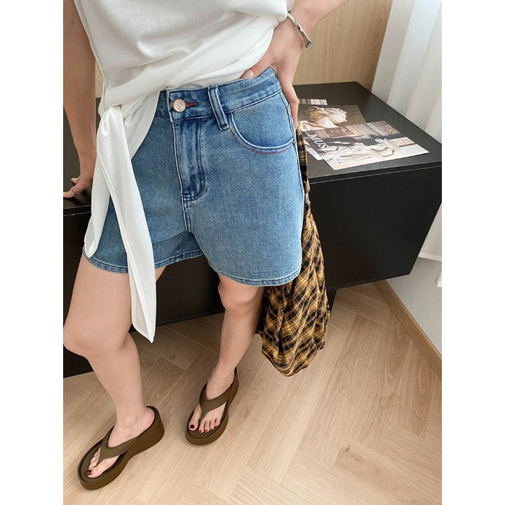 Damen hochwertige Jeansshorts im modernen Schnitt mit hohem Bund Drune