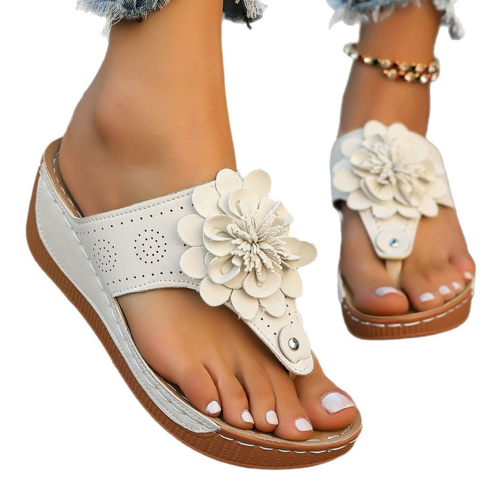 Damen Zehentrenner-Sandalen mit floralem Zier-Detail und ergonomischem Fußbett Drune