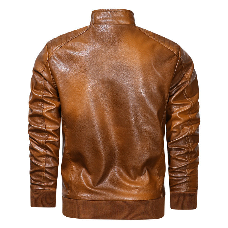 Herren Kunstleder‑Pilotenblouson im Aviator‑Look mit gesteppter Schulterpartie und Reißverschluss‑Taschen Drune