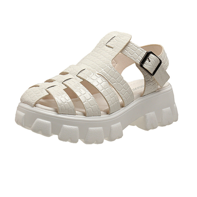 Damen Plateau-Sandalen mit trendigem Riemendesign und stabiler Gummisohle Drune